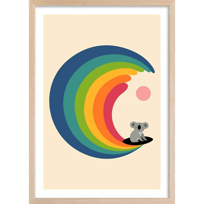 Affiche  surf and koala Affiche + cadre en bois - Chêne