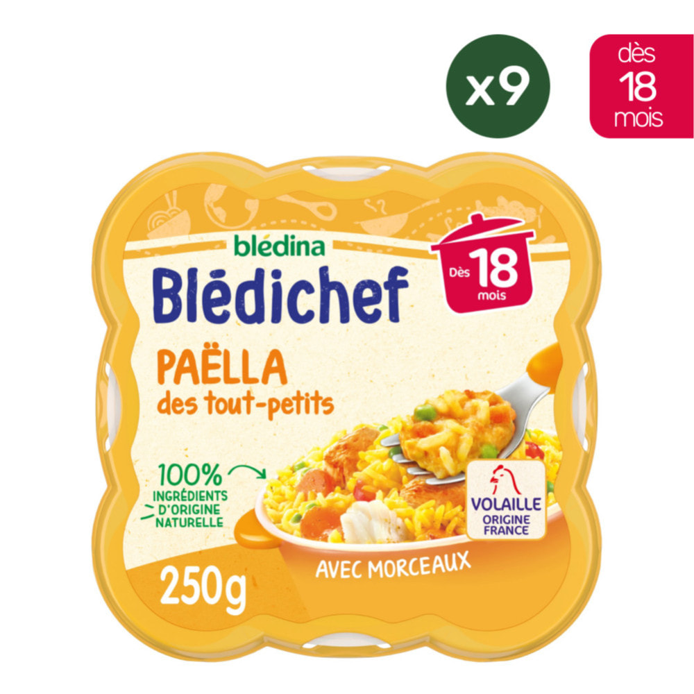 9 Assiettes Paëlla des tout-petits - Bledina Bledichef - Dès 18 mois