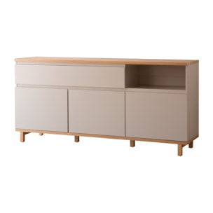 Buffet Ellinor -tableau en chêne et panneau mdf-couleur chêne/beige 170 x 80 x 40 cm