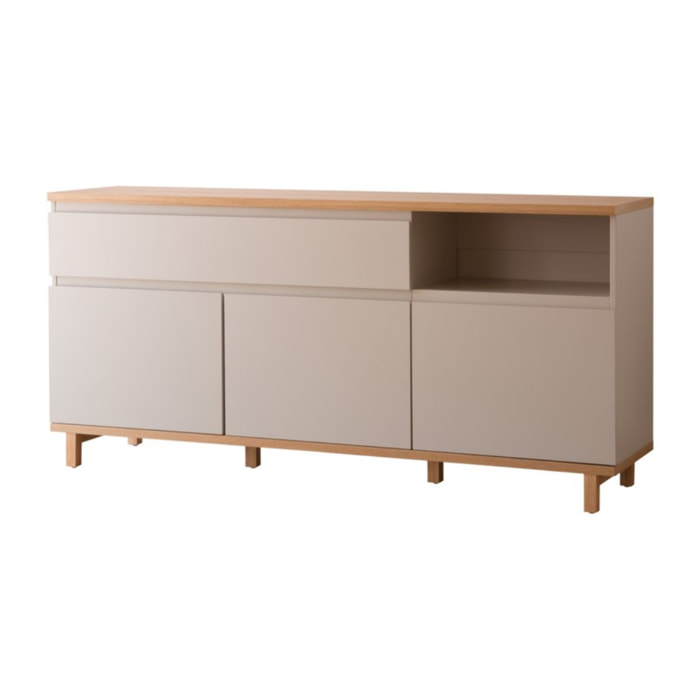 Buffet Ellinor -tableau en chêne et panneau mdf-couleur chêne/beige 170 x 80 x 40 cm