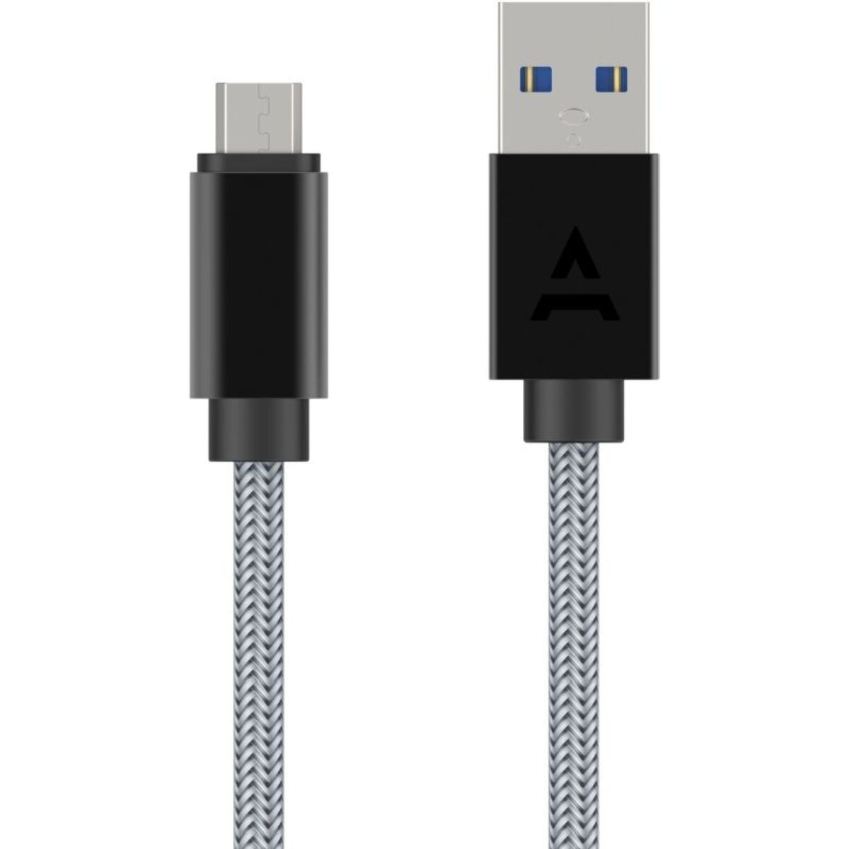 Câble micro USB ADEQWAT vers USB 2M tréssé Gris