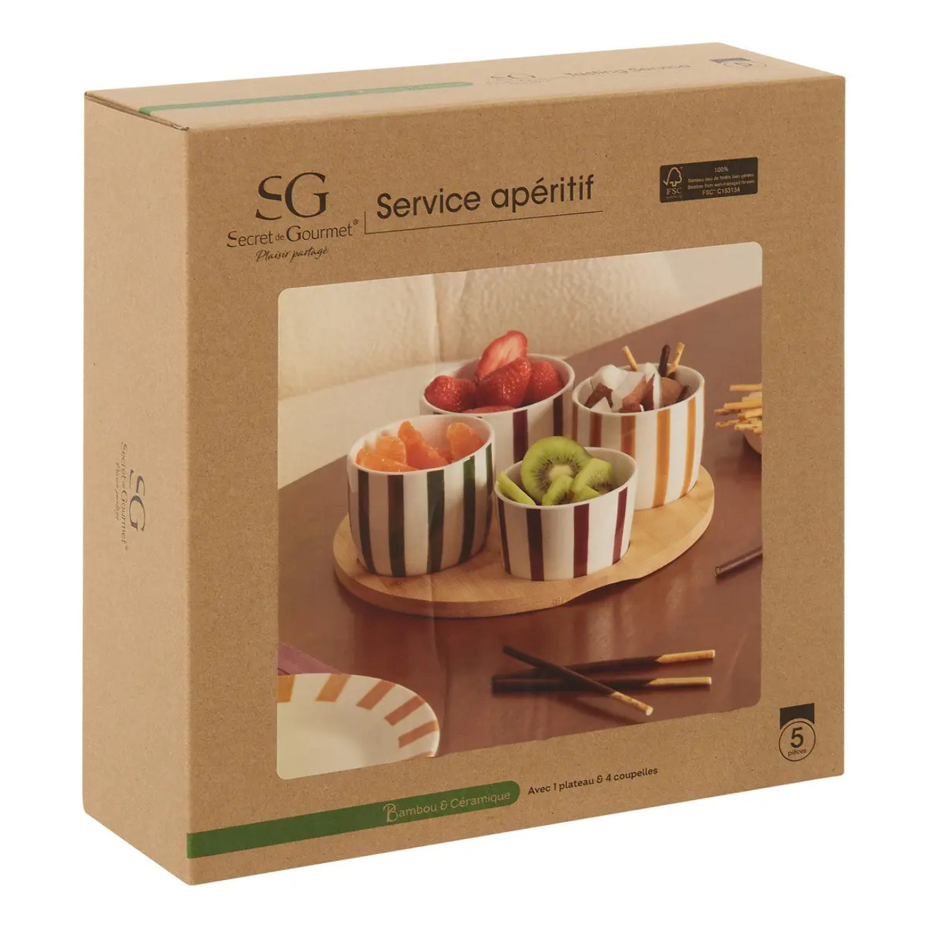 Service apéritif Cherie Cherry 4 pièce(s) D25xH7,5cm