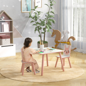 Mesa y Sillas Infantiles de 3 Piezas Mesa Infantil con 2 Sillas Juego de Muebles para Actividades para Niños de 3-8 Años para Dormitorio Sala de Juegos Rosa