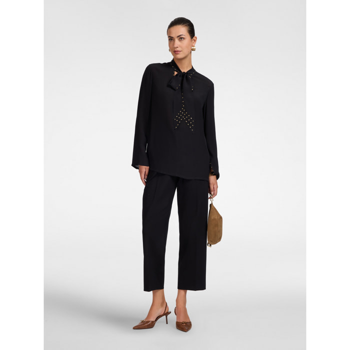 Elena Mirò - Pantaloni chinos in punto milano misto viscosa - Nero