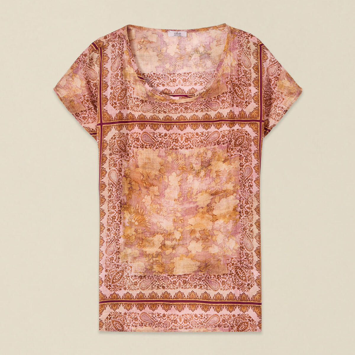 Oltre - Blusa fantasia con maniche kimono - Arancione