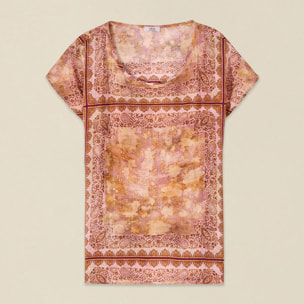 Oltre - Blusa fantasia con maniche kimono - Arancione
