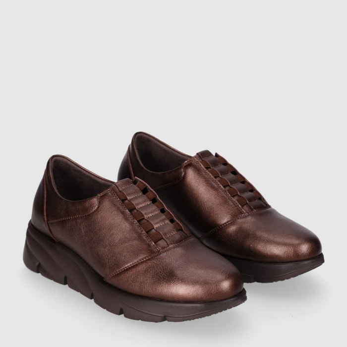 Zapatos de Piel - Bronce - Tacón: 3 cm