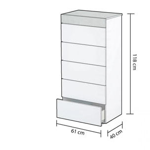 Cómoda chifonier Axel Blanco Artik (Blanco Mate) - Gris Cemento