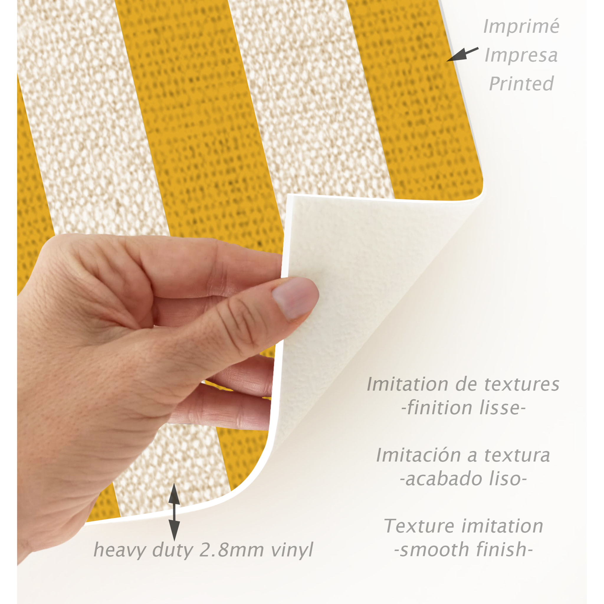 Alfombra de vinilo Dynamic Mostaza 100x133 cm -PVC antideslizante, vinilica para cocina o salón, lavable, estilo abstracto