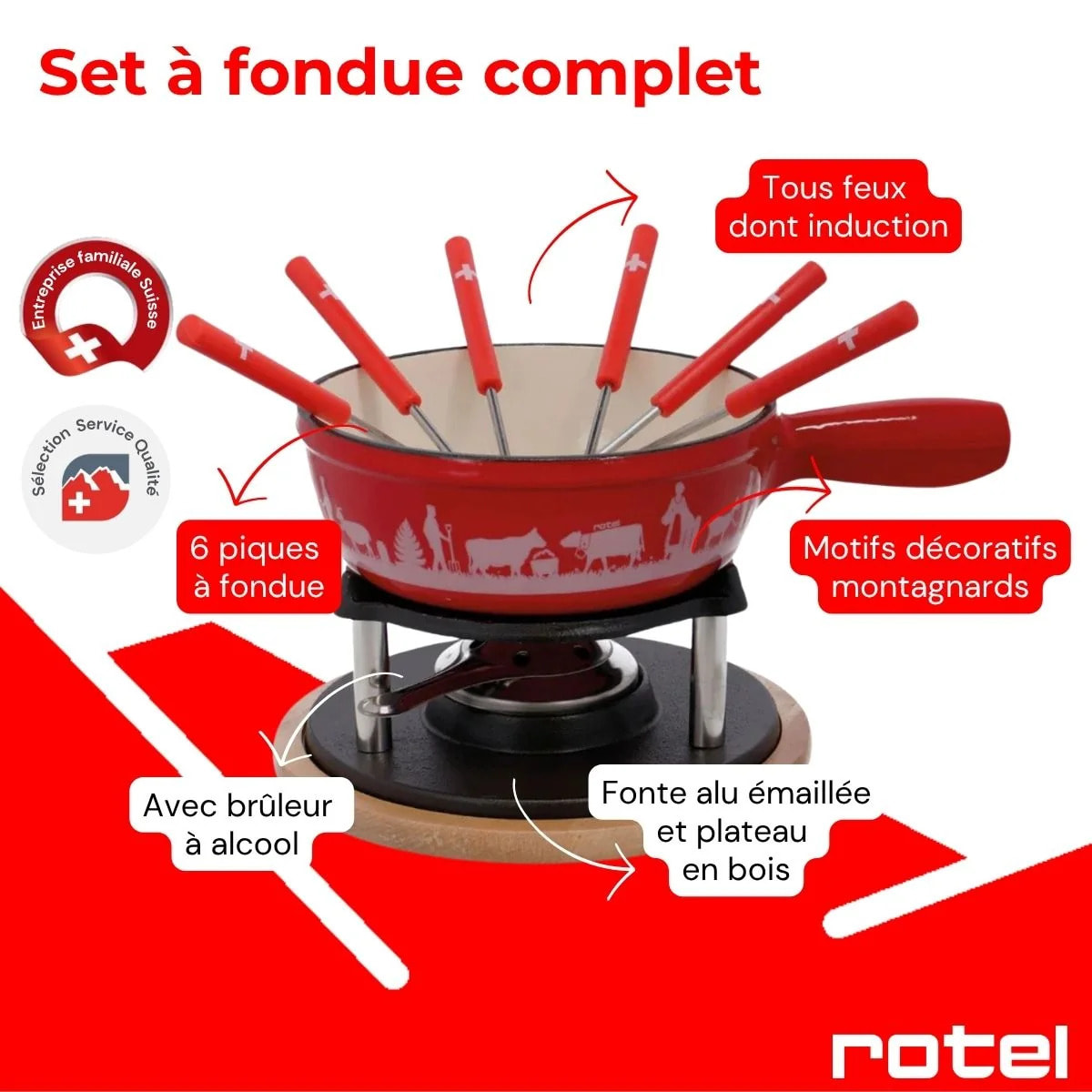 Service à fondue au fromage 6 personnes Rotel Swiss Tradition