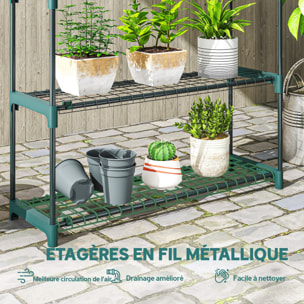 Lot de 2 étagères à plantes 4 niveaux métal vert