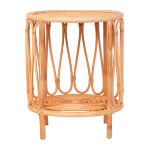 Table d'Appoint Rotin & Cannage Poggio, L.41 x H.51 cm, Style Bohème Naturel
