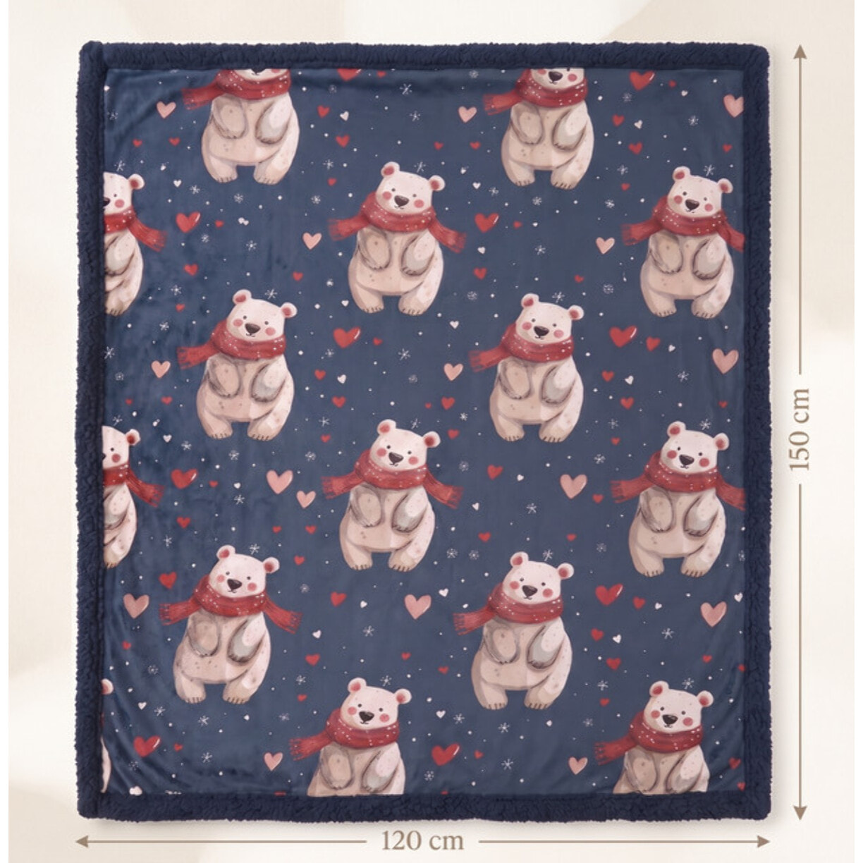 Plaid fantasia orsetti in poliestere - Blu