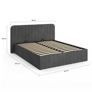 Lit coffre Valentina 160x200cm velours gris
