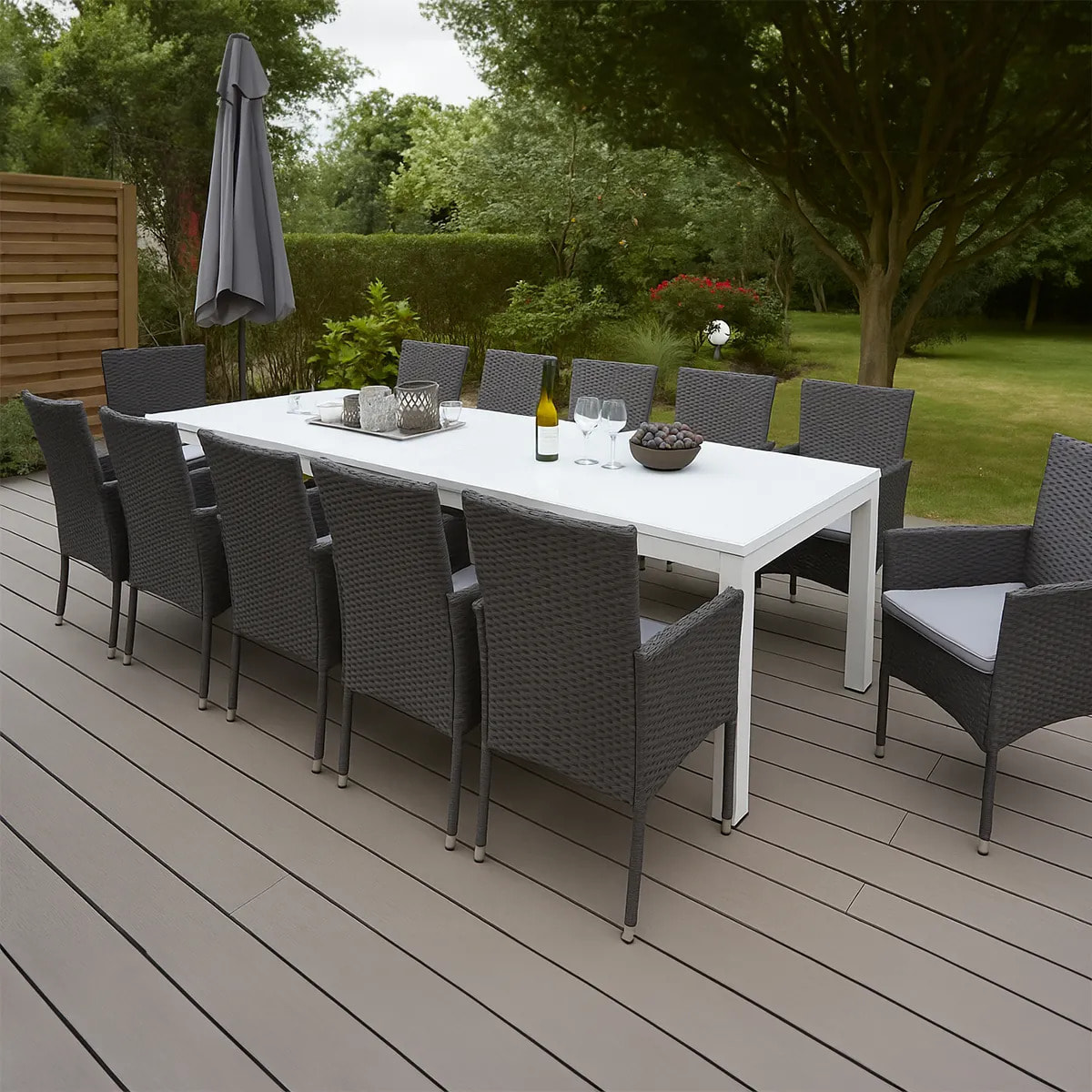 Table de jardin aluminium plateau verre 2,2 m x 1 m x 0,8 m