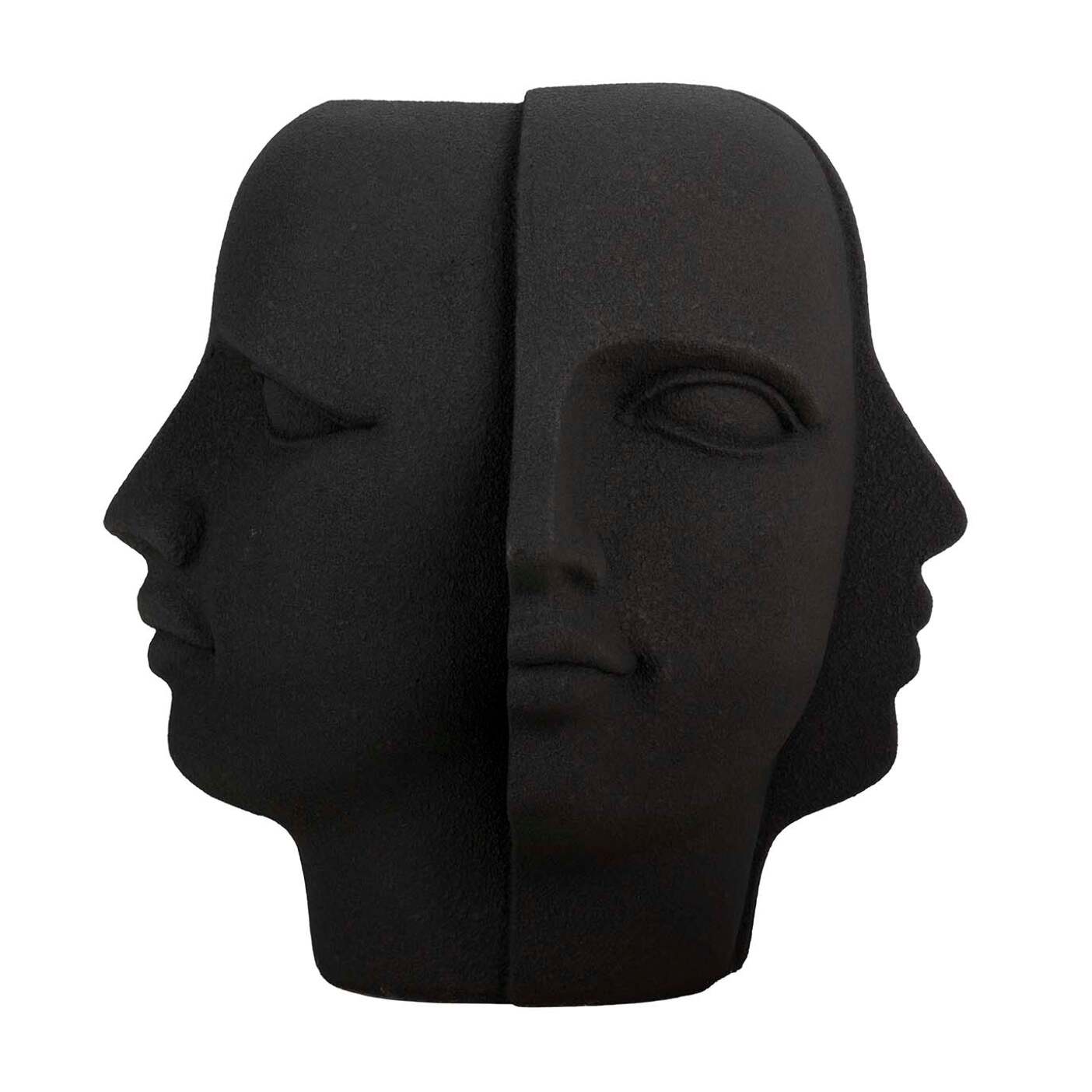 Macetero Caras Poliresina Negro 68x68x69 Cm