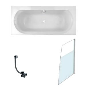 Baignoire droite 170 X 75 Elise acrylique + pare bain volet droite + vidage