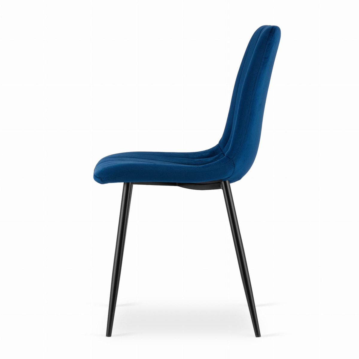 Sedia Lava in velluto blu scuro con gambe in metallo