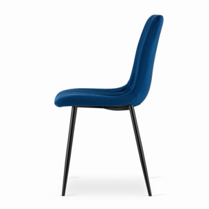 Sedia Lava in velluto blu scuro con gambe in metallo