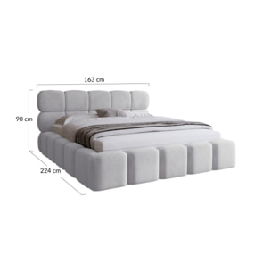 Mariposa - lit coffre - 140x200 cm - sommier inclus - en velours - Gris Anthracite