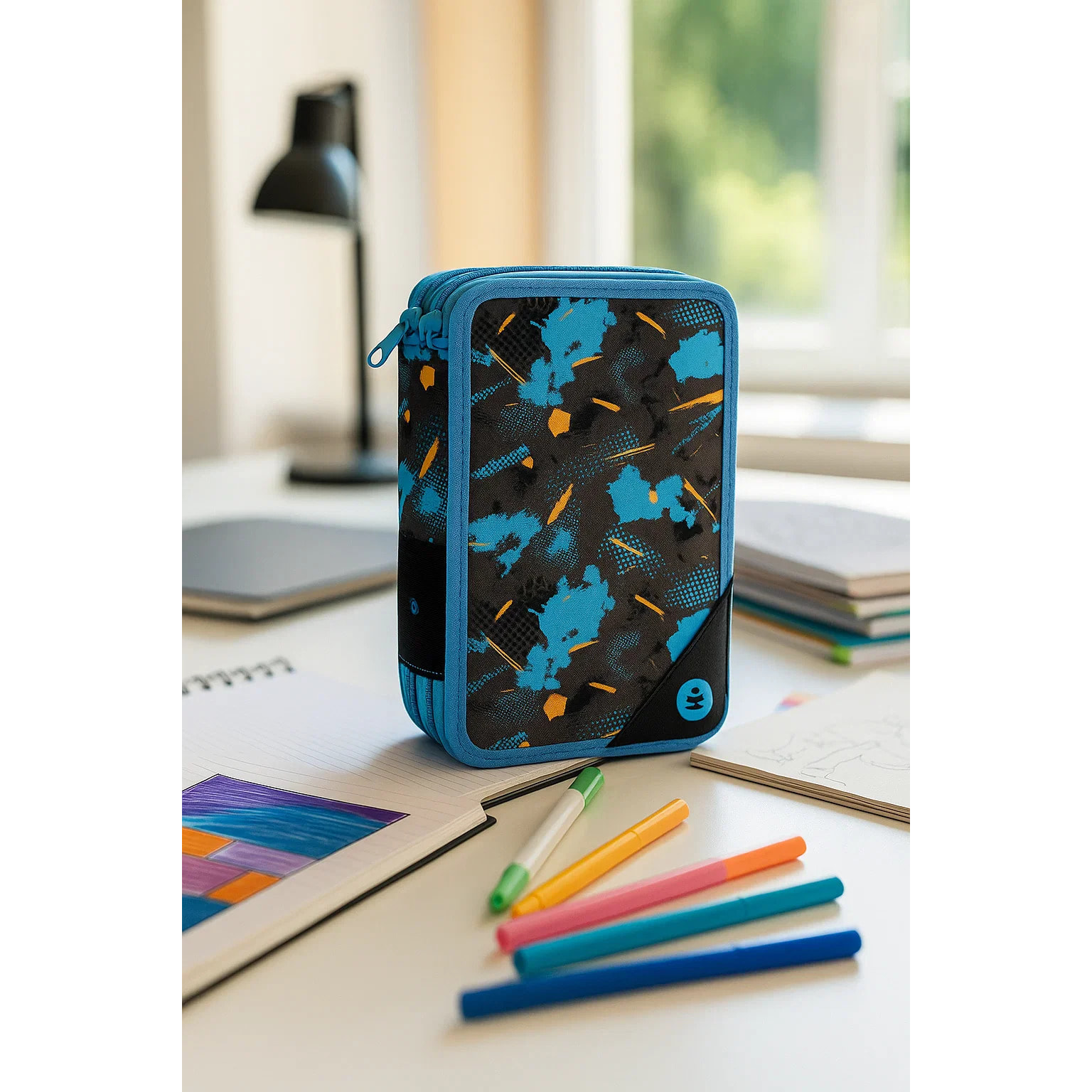 beSmart - ASTUCCIO TRIPLO 18+18 GIOTTO ABSTRACT BLU