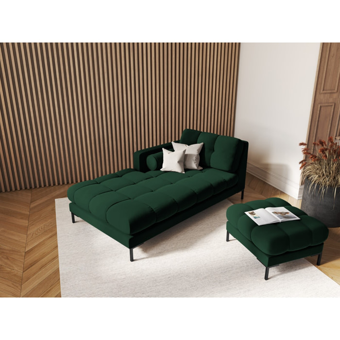Méridienne gauche "Bali" en velours vert bouteille