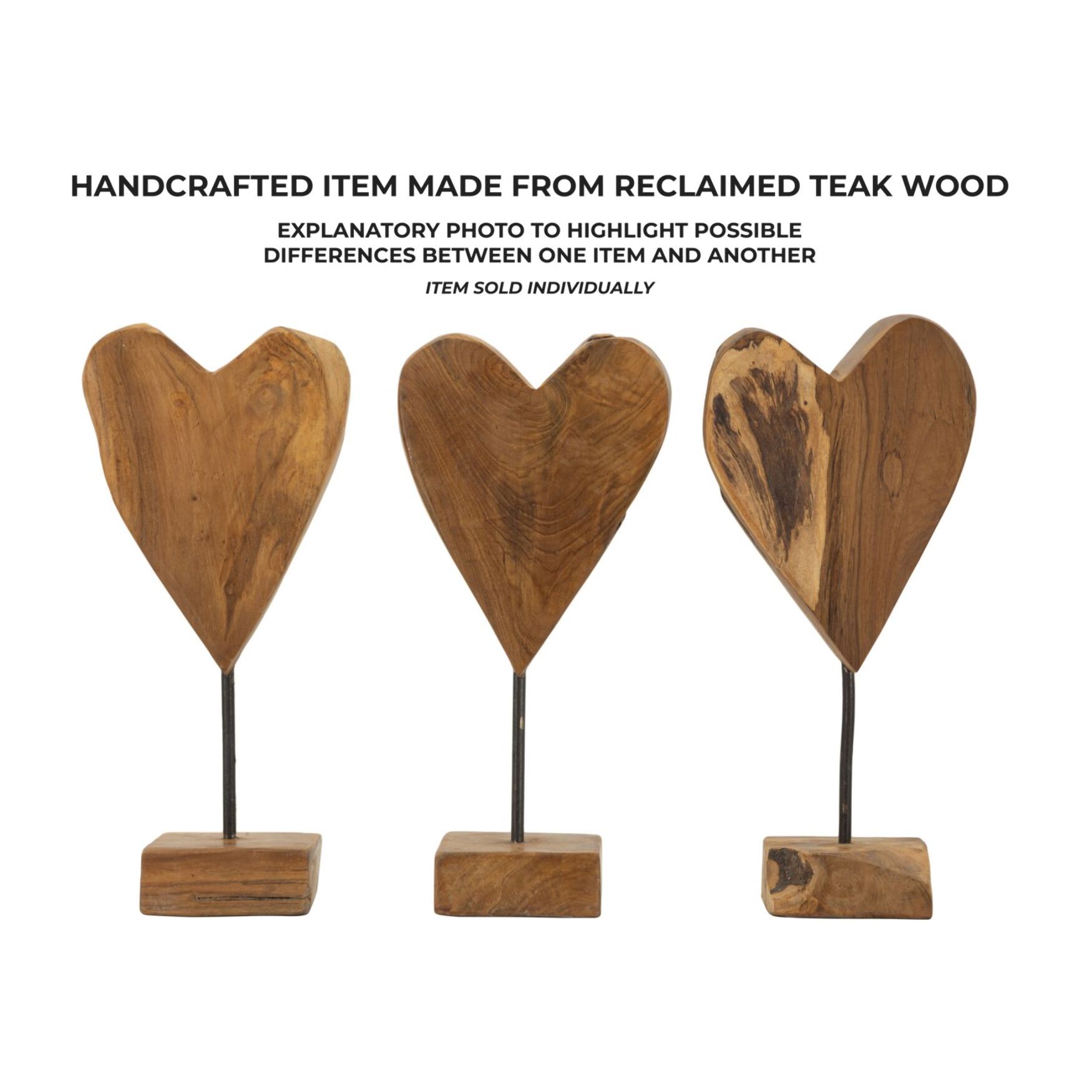 SCULTURA CUORE IN TEAK RIC. CM 15X10X35 (PEZZI UNICI - NON RIP. IN SERIE)