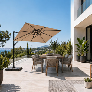 Parasol rectangulaire 2x3m déporté rotatif gris OTA
