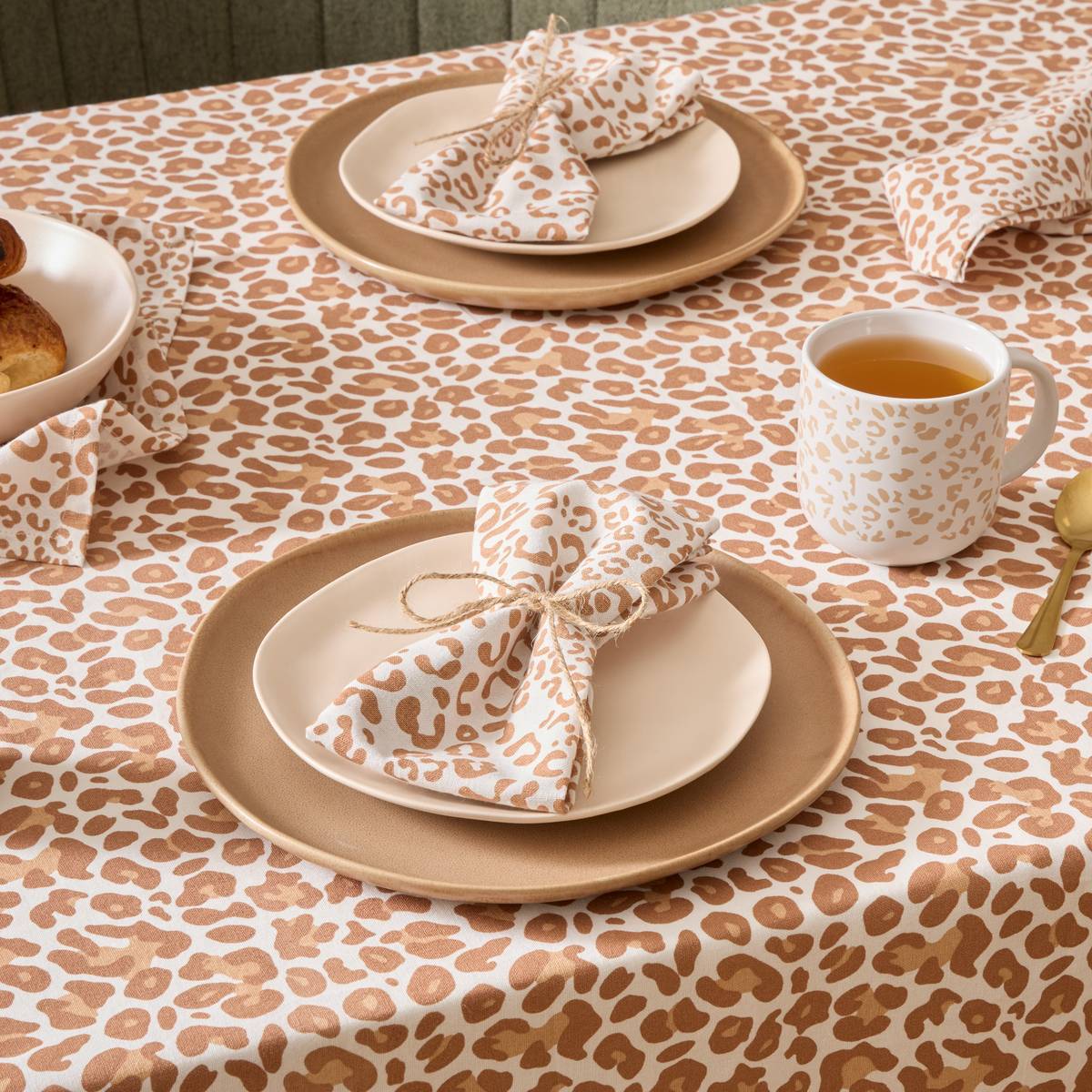4 serviettes Leopadi beige lin L40xp40xH0,1cm