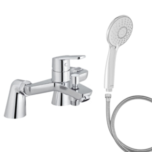Mitigeur baignoire Aimé + pommeau de douche Juliette + flexible de douche métal + colonnettes
