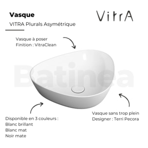 Vasque à poser asymétrique VITRA Plurals noir mat