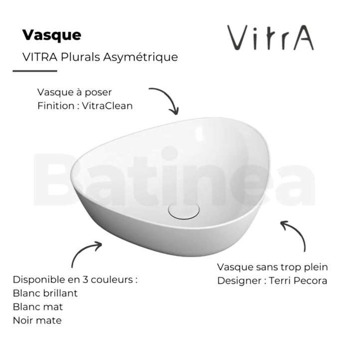 Vasque à poser asymétrique VITRA Plurals noir mat