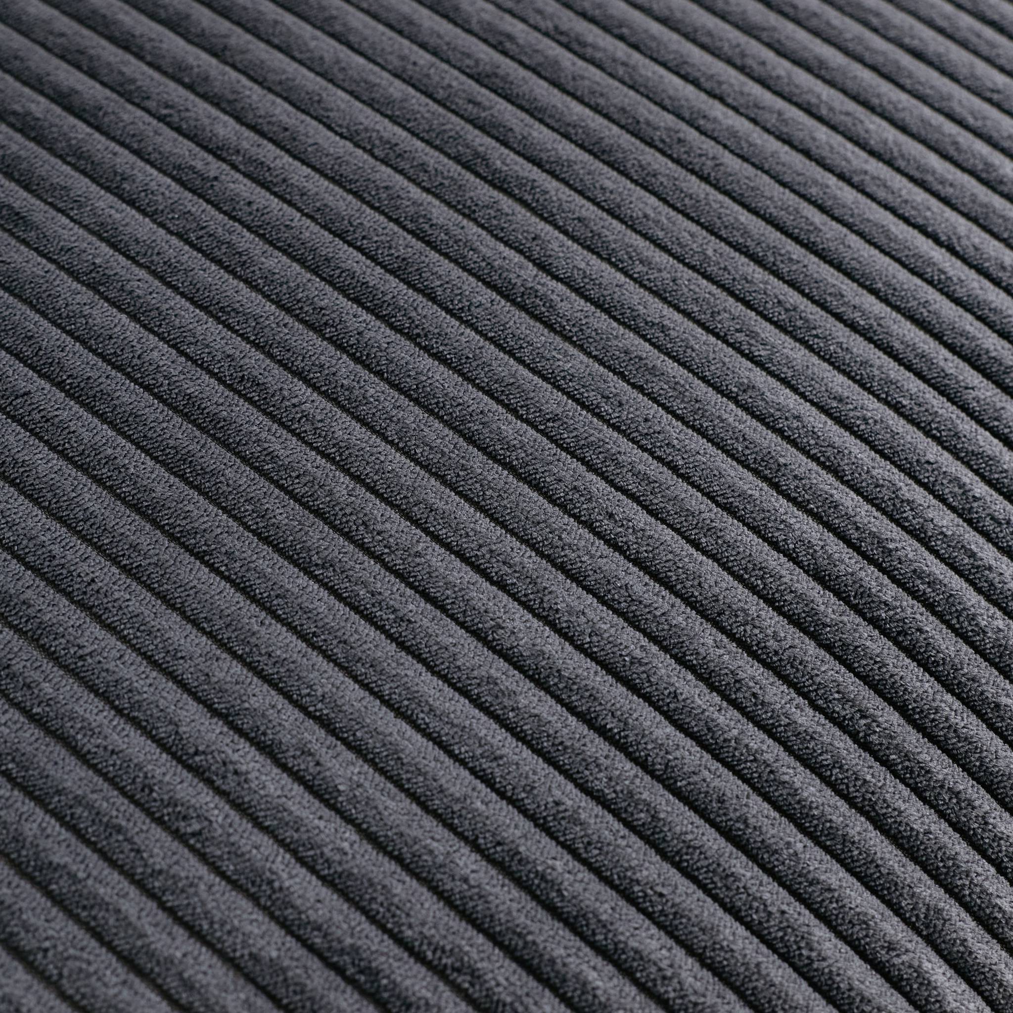 Canapé convertible design en velours côtelé gris foncé - Oskar - 3 places scandinave droit avec pieds métal chromé