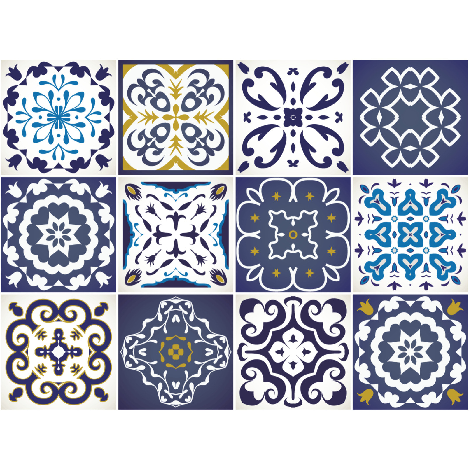 Stickers muraux - Sticker Mural Carrelage adhésif Cuisine Salle de Bain - 12 STICKERS CARRELAGES AZULEJOS JANEIRO