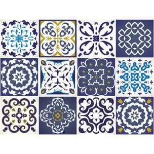 Stickers muraux - Sticker Mural Carrelage adhésif Cuisine Salle de Bain - 12 STICKERS CARRELAGES AZULEJOS JANEIRO