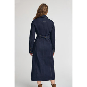 Vestido vaquero azul de corte slim y largo con detalles Polo Club