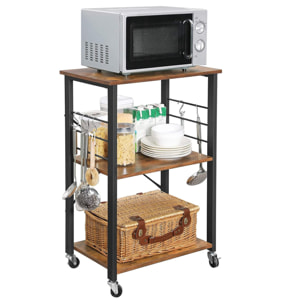 Carrello Cucina Industriale su Ruote con Ripiani in Legno e Metallo