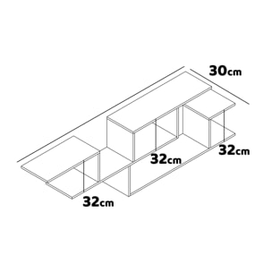 Daniel - Scaffale a parete in legno melaminico 218x30xH62 cm, colore nero