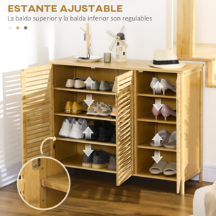 Mueble Zapatero de Recibidor Armario Zapatero con 3 Puertas de Persianas Estantes Ajustables para 16 Pares de Zapatos para Pasillo Entrada 100x35x80 cm Natural