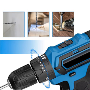 Cacciavite elettrico e trapano, con batteria, set di accessori e valigetta