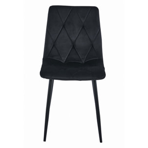 Sedia LIBRA in velluto nero con gambe in metallo