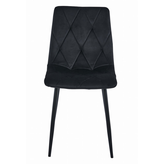 Sedia LIBRA in velluto nero con gambe in metallo
