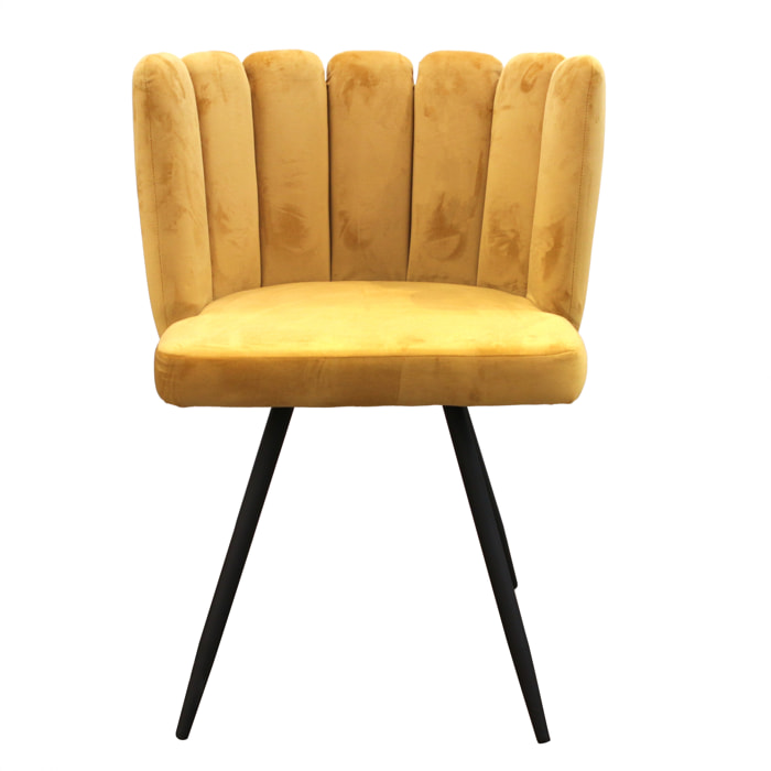 Chaise Ariel Velours Jaune - Lot de 2