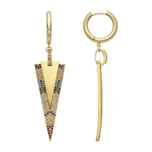 Pendientes con Circonita Multicolor acabado oro 18k