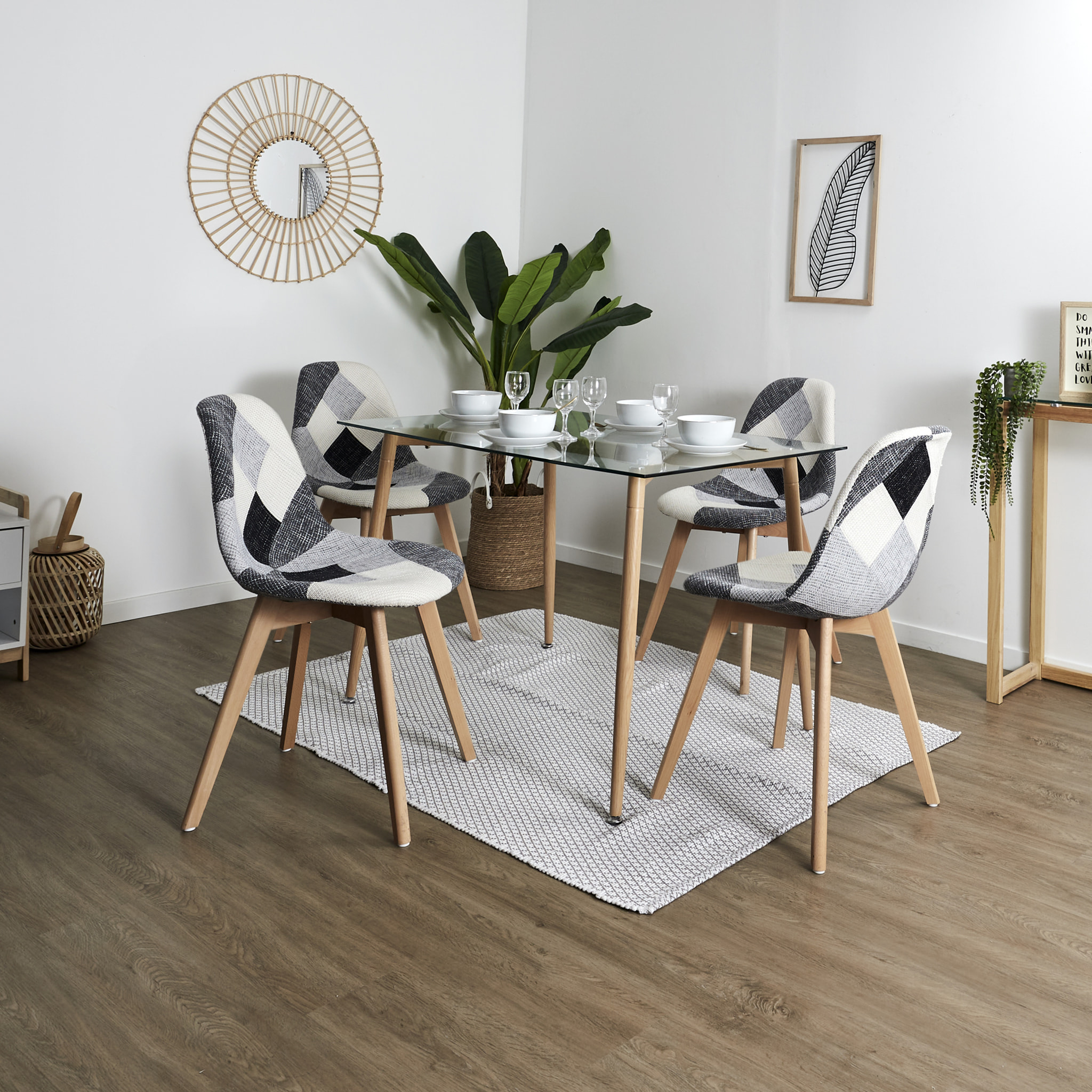 Chaise Scandinave Patchwork Gris - Lot De 2