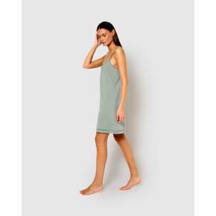 Camisón corto tirantes vainica verde azulado