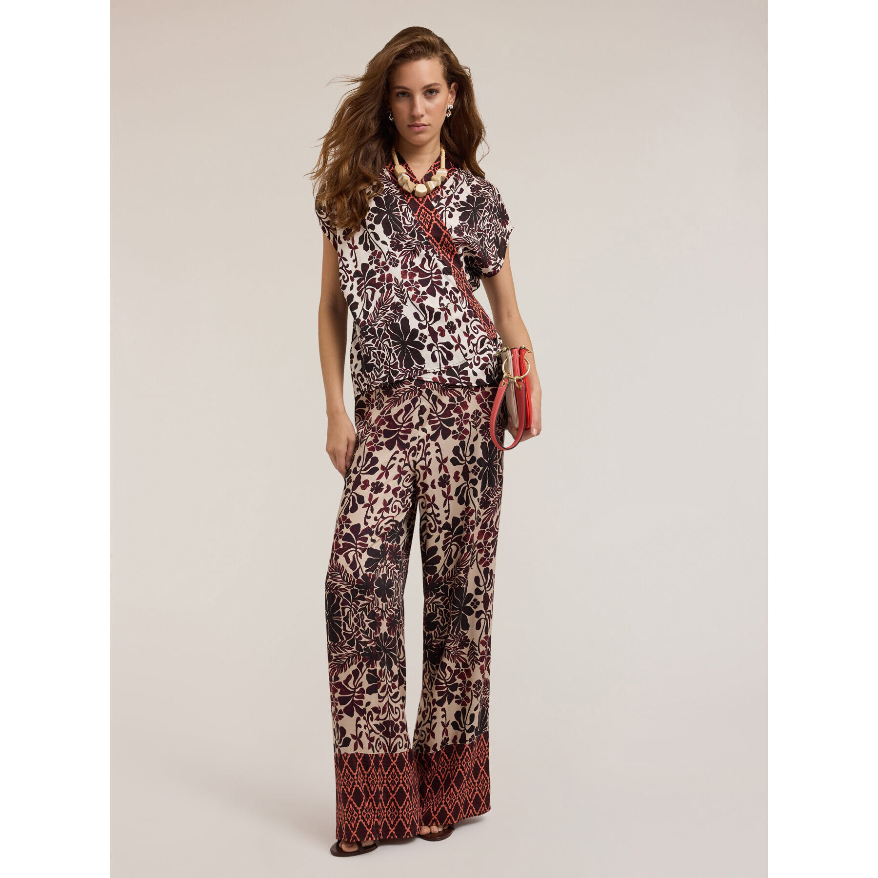 Motivi - Blusa a kimono fantasia boho - Marrone