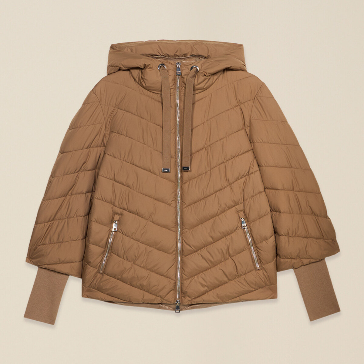 Oltre - Piumino con polsini a coste - Beige
