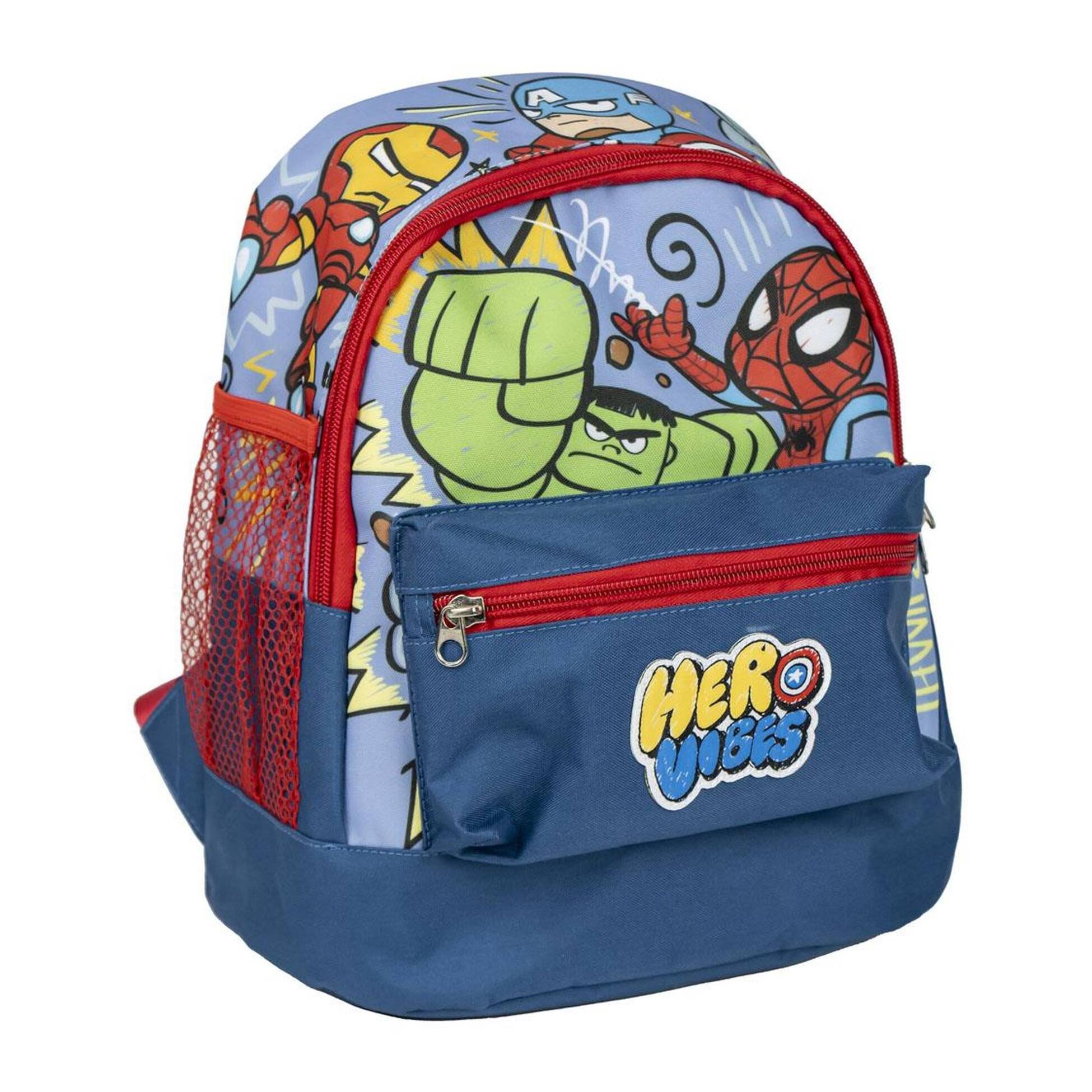 Mochila estilo trekking de avengers - multicolor - 23x27x15cm - fabricada con poliéster - mochila infantil con varios bolsillos - cinturón y asas aju