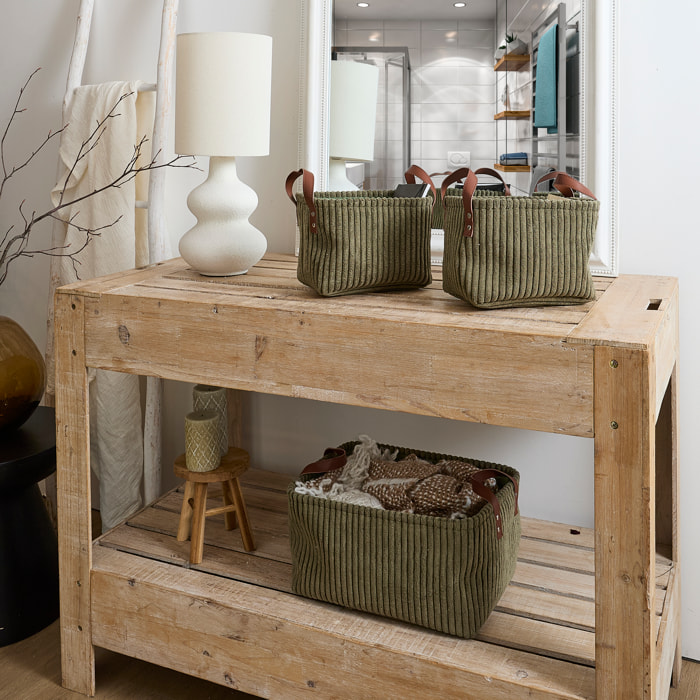 Panier Rangement Vert Cotele X3 H20cm